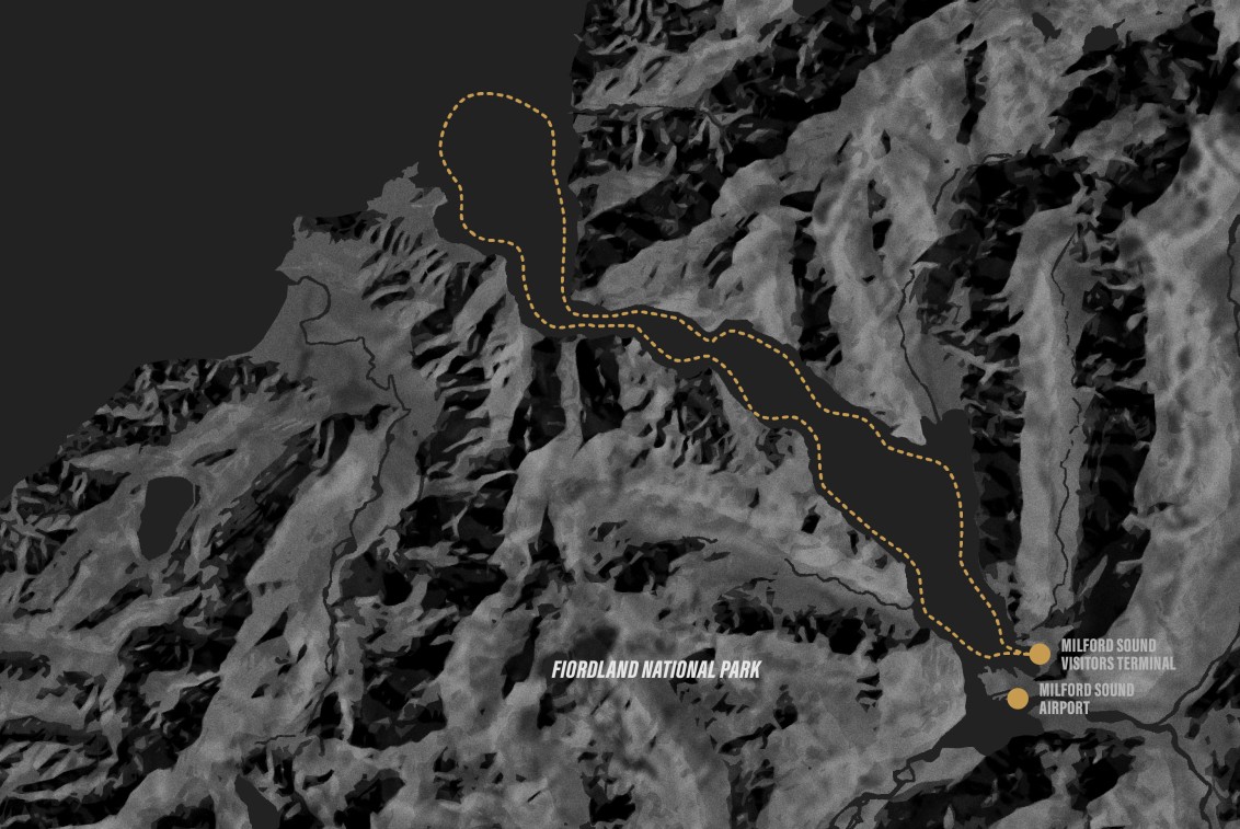 Cruise map Milford Sounds Scenic Flights 1461x886