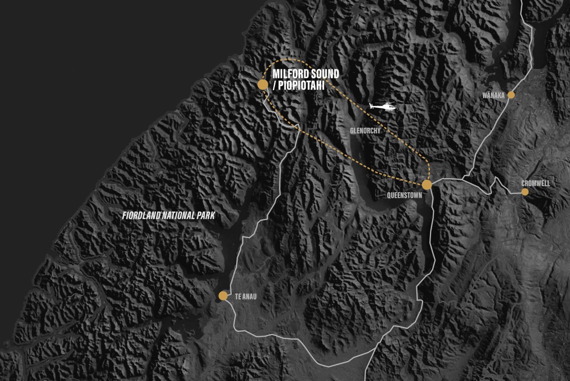 Helicopter map Milford Sounds Scenic Flights 1461x886